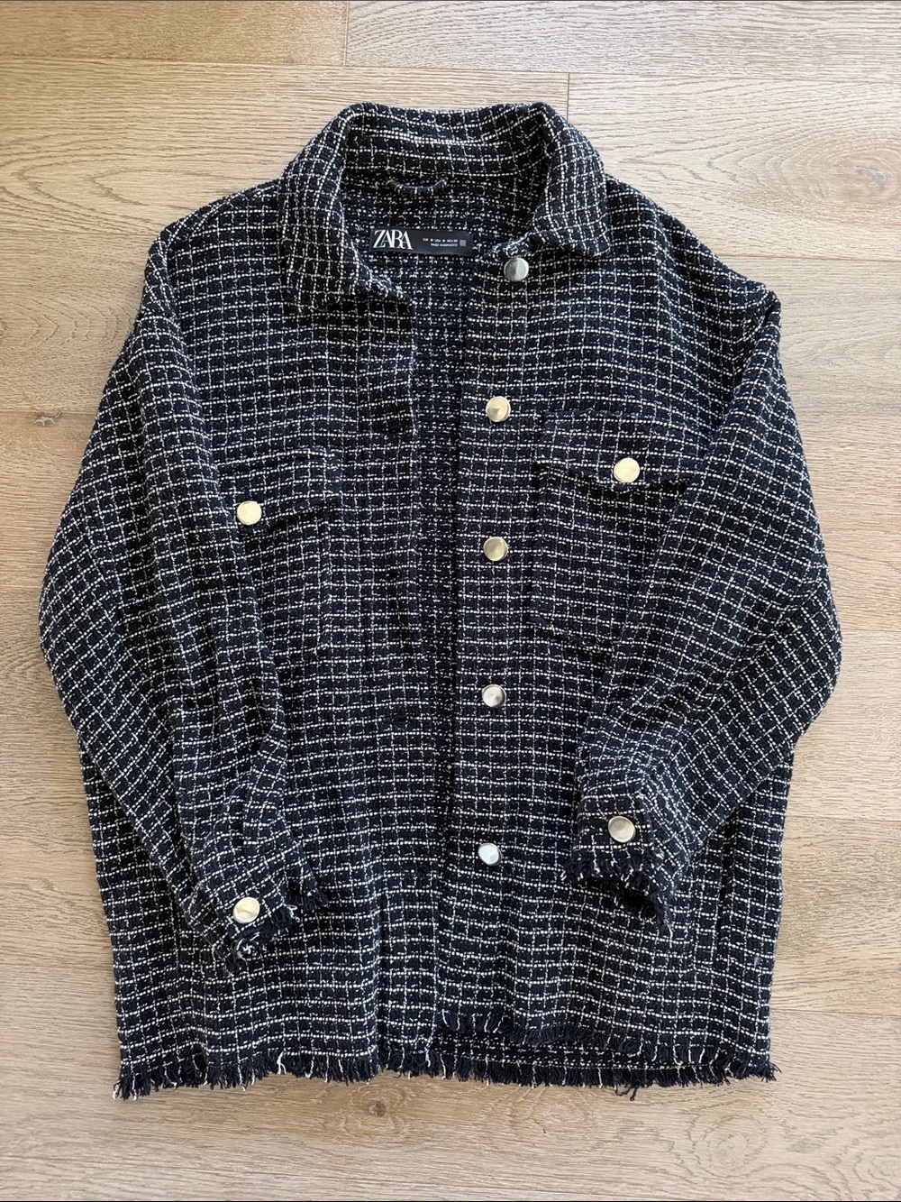 Zara Black and White Tweed shacket